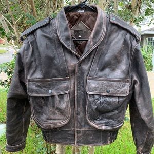 [Chia]• vintage motorcycle leather bomber …